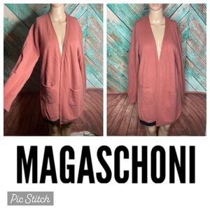 Magaschoni 100% Cashmere Salmon Pink Cardigan Sweater